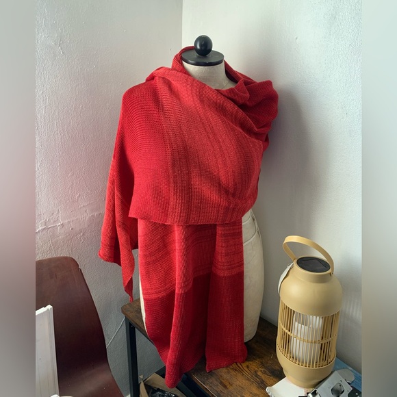 Sweaters - Handmade Long Chale Scarf - Red and beautifully crafted
